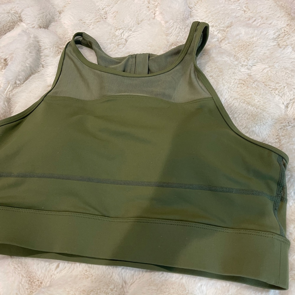 New Zyia All Star sports bra crop top green XXL wireless high neck